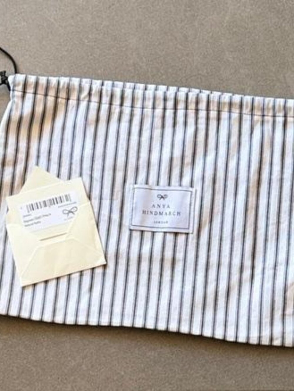 New Anya Hindmarch London Designer Dust Bag + Original Product Information Card